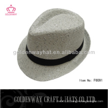 Chapeau de fedora bande de logo personnalisée décorer des chapeaux à carreaux de paille en papier